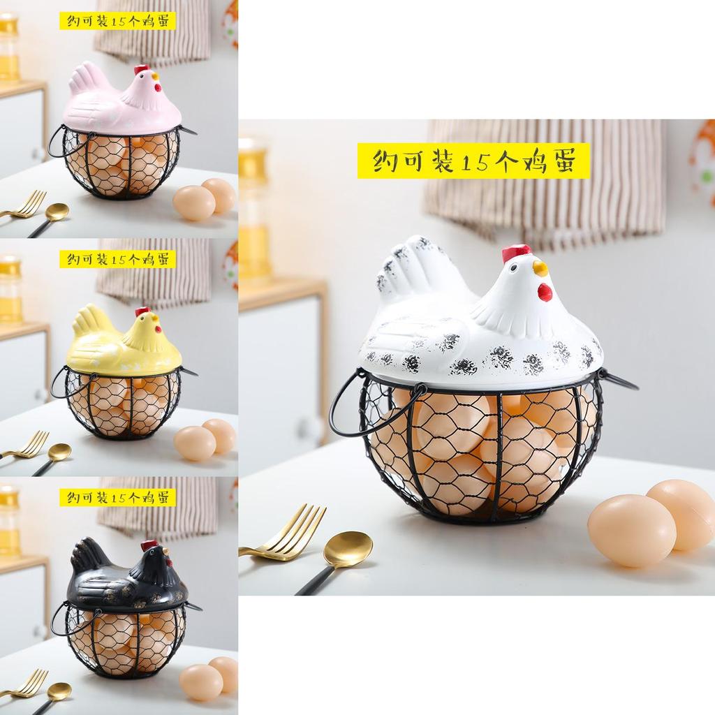 Keramické víko inspirované vintage, koš na žehličku, kuchyňský koš na vejce v černé barvě