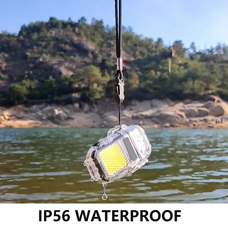 Outdoor Waterproof Mini COB Keychain Flashlight Pocket Dual Arc Lighter Type-C Rechargeable 3 Lighting Modes for Camping Multifunctional Work Light