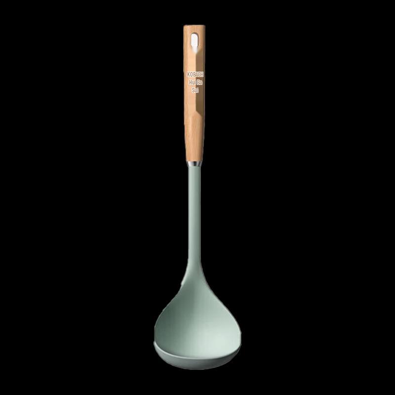 KBH Heat-Resistant Silicone Ladle with Beech Wood Handle