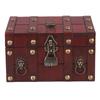 Vintage Wooden Jewelry Storage Box Decorative Trinket Chest Organizer with Hinged Lid Password Lock