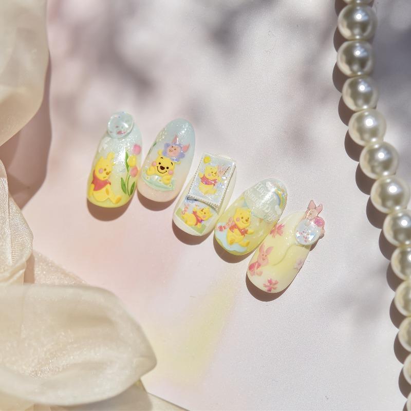 5D Disney Nail Stickers Manicure Accessories Cute Winnie The Pooh for Beautiful Girls Waterproof Nail Decorations