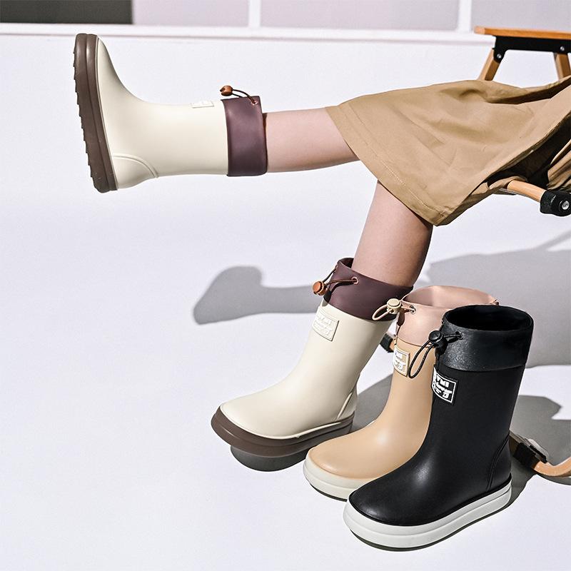 New children's outdoor bundle waterproof shoes boys and girls fashion rain boots children's high soft-soled rubber rain shoes