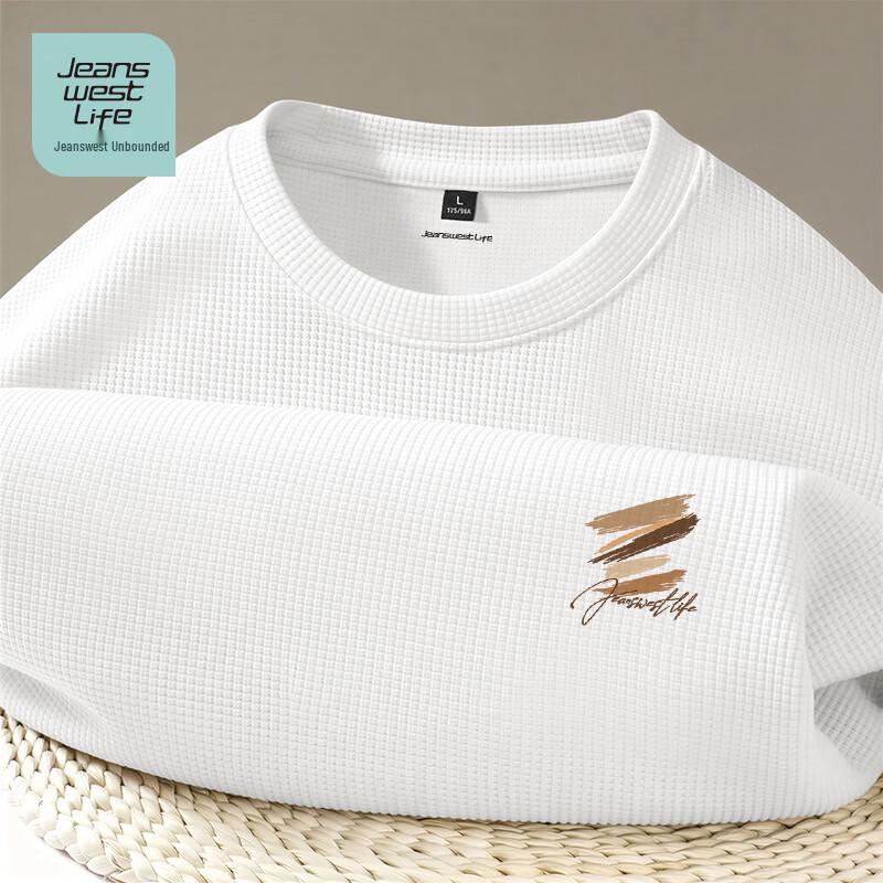 JEANSWEST LIFE Men s Waffle Knit Crew Neck T-shirt 2XL