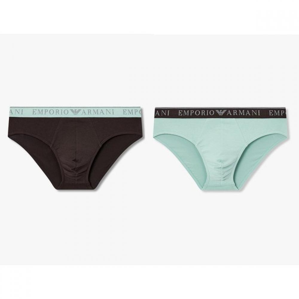 Emporio Armani Men S Cotton briefS Set   Line Logo Banding 2 Pack M(100)