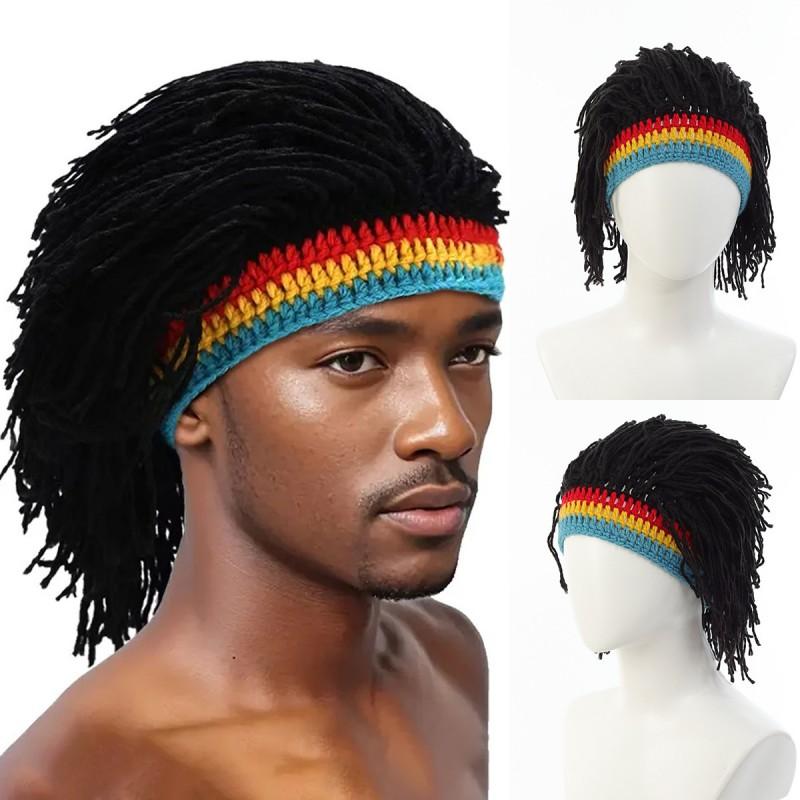 Handmade Quirky Headgear Dreadlock Knit Hat Hip-Hop Party Hat Trendy Personality Knit Wig Hat For Men And Women