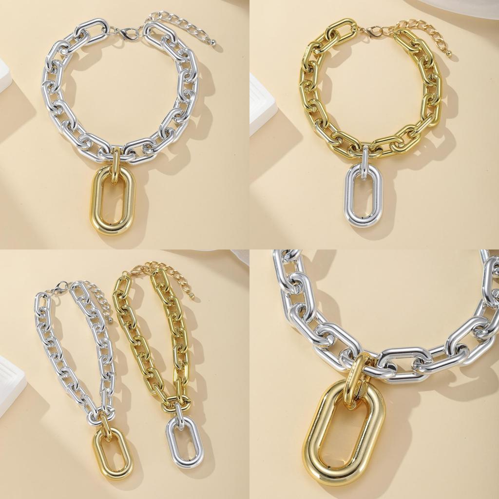 Elegant Geometric Style Multiple Layer Chain Necklace For Women In Gold And Silver