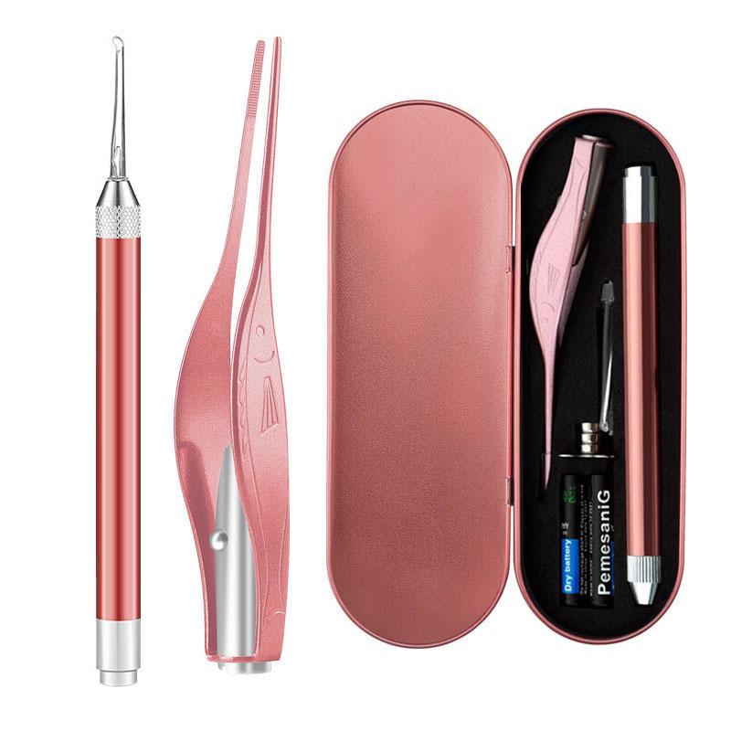 Set Cucchiaio Auricolare Luminoso Ricaricabile per Bambini: Curecchie e Clip Nasale con Luce