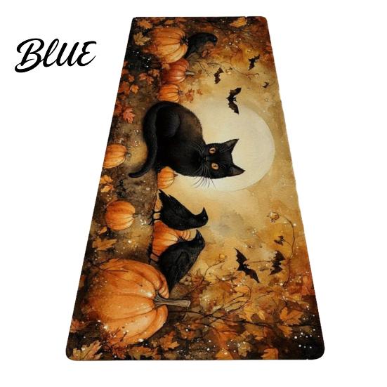 Easy Clean Floor Mat Halloween Kitchen Rug Pumpkin Bat Black Cat Non-slip Mat