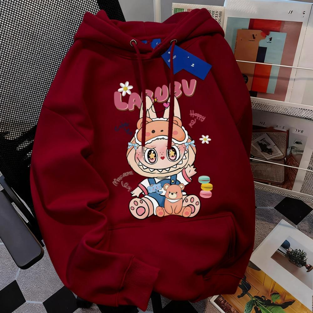 Fashion Men Women's Hoodies Cartoon Labubu Monster Print Pullover Top Casual Sweatshirt Kids Hoodies Clothing