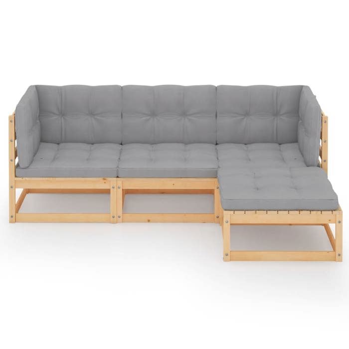 Exclusive House - 4 Pcs Garden Set with Cushions Solid Pine Wood