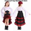 Středověký pirátský rodinný kostýmový set s volánovými dlouhými šaty pro Halloween Cosplay