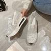 Fashion Summer High Platform Slip On Sequins Casual Woman Footwear Sale Y2k Fashion Designer Luxury Lace Mesh Breathable Shoes for Women