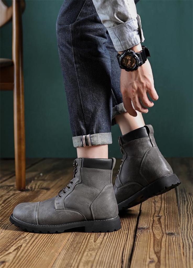 Men's Retro British Style High-Top Martin Boots: Fashionable Autumn Winter Work Footwear