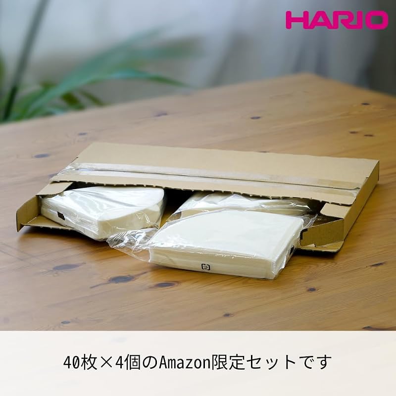 HARIO V60 Coffee Filters, 1-4 cup capacity, 160 filters (40 filters x 4 packs), Made in Japan, FSC certified, Paper, 02 W White, VCF-02-40W-4S-AZ+