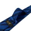 [S&W SHLAX&WING] Men's Tie Set, Striped, Pocket Square, Two-Tone, Navy Dark Royal Blue, Groom's Side, Slim Fit