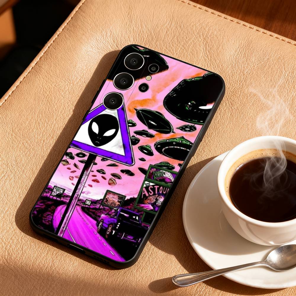 1PC A-Alien S-Space Phone Case For Samsung S26,S25,24,23,22,30,21,10,9,Ultra,Plus,Lite,FE Soft Black Case Samsung S21lite