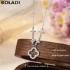 S925 Korean Sweet Hollow Four-Leaf Clover Necklace - Elegant Clavicle Chain Jewelry with Niche Fashion Design