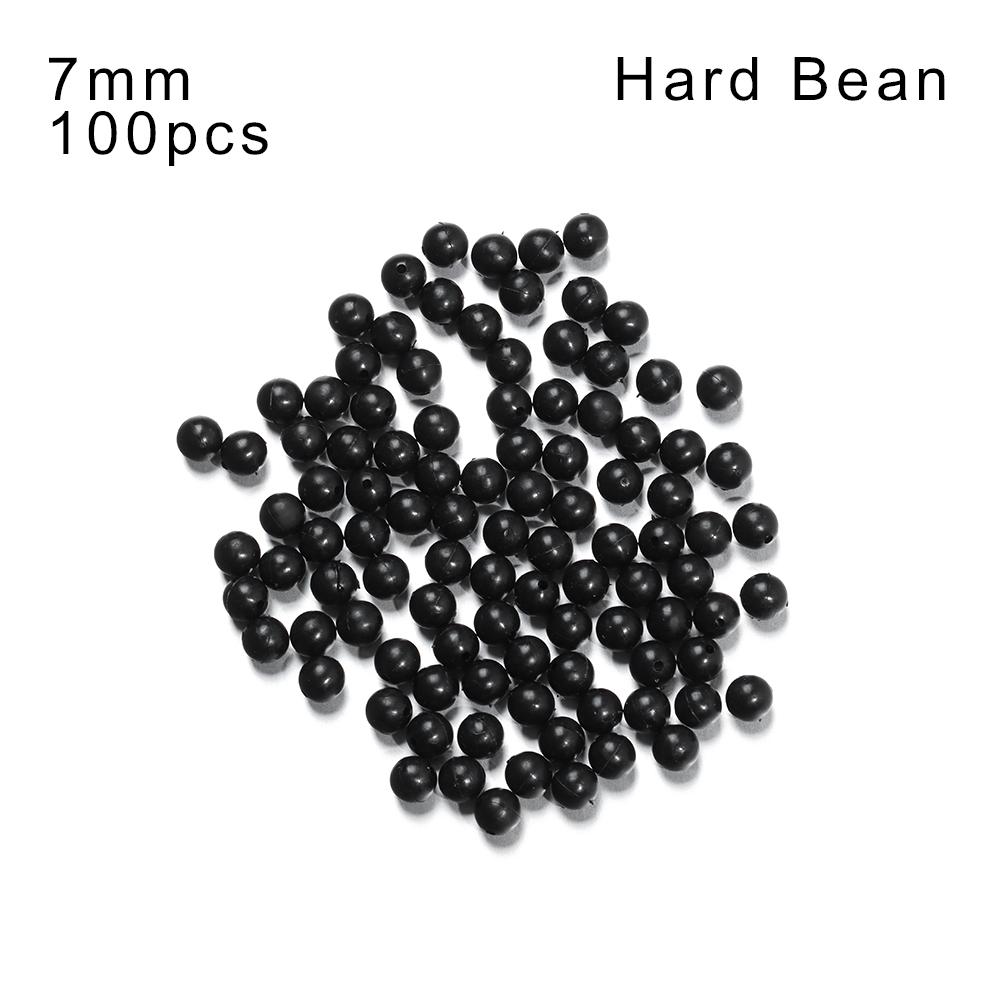 100PCS/Bag Fishing Beads Space Stopper Black 3mm-12mm Round Soft and Hard Beans Fishing Lures Bait Hook Rig Accessories