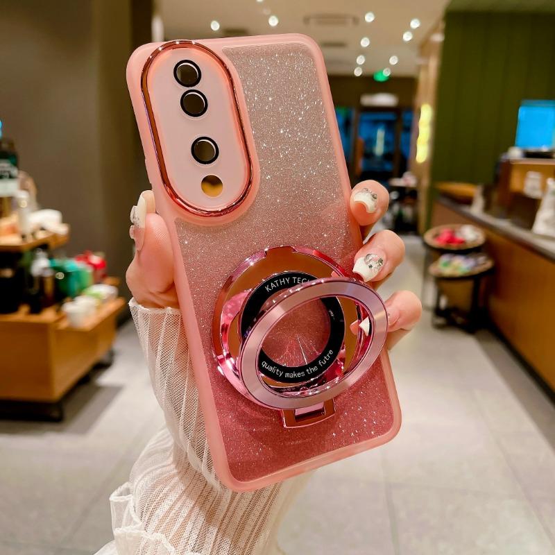 

Магнитная обложка-держатель для Vivo V50 Lite V 50 V50E Защитная пленка для объектива камеры с блестками, силиконовый мягкий ТПУ чехол для телефона для VIVO Y29 Y39 Y19S For Vivo V50 lite розовый