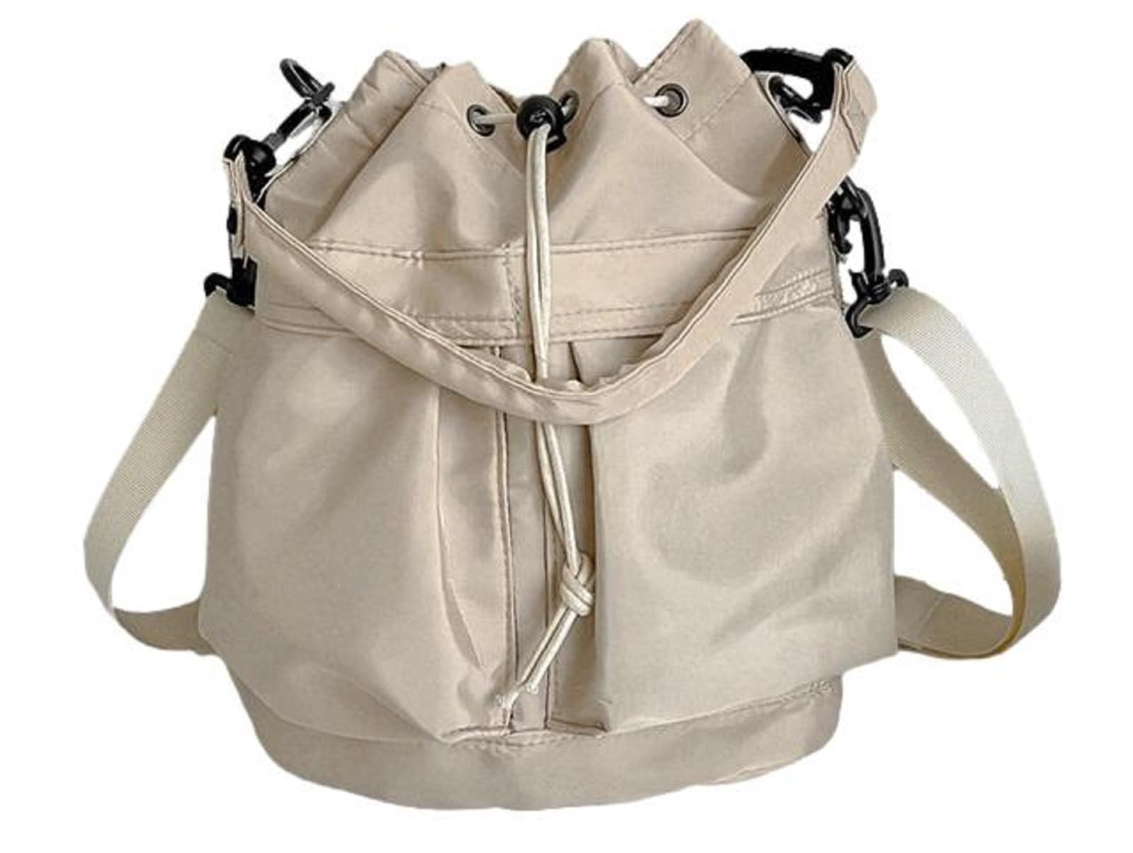 

Nylon Shoulder Shoulder or Waterproof and Ideal for Business and Women 1/2plus 2-Way Bag, Drawstring, Strap, Handbag, Water-Repellent, (Pink Beige)