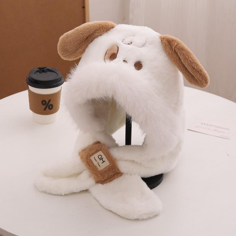 

Зимняя теплая универсальная шапка-ушанка «Маленький Лэй Фэн», трендовая, милая, плюшевая шапка с ушками щенка для детей M（56-58cm） хаки