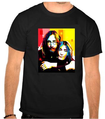 John Lennon Yoko Ono Logo Musica Rock Nero 100% Cotone T-shirt Magliette Uomo Top -1387-