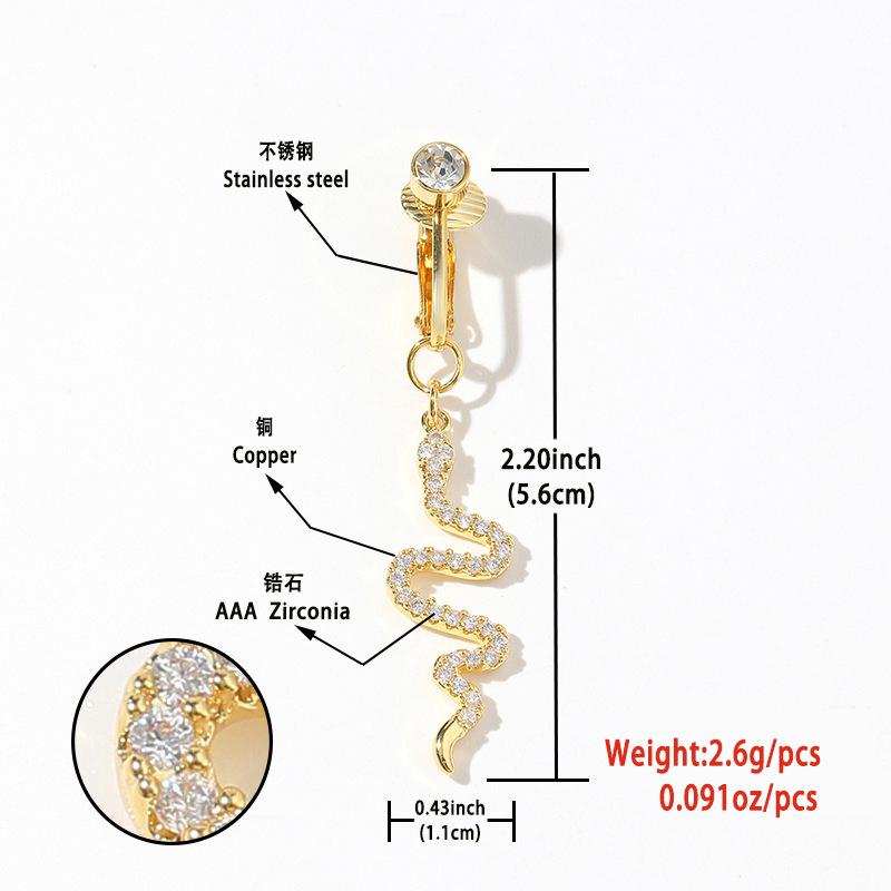 Faux Ventre Serpent Faux Piercing de Ventre Clipable Boucle d'Oreille Ombilicale à Clip