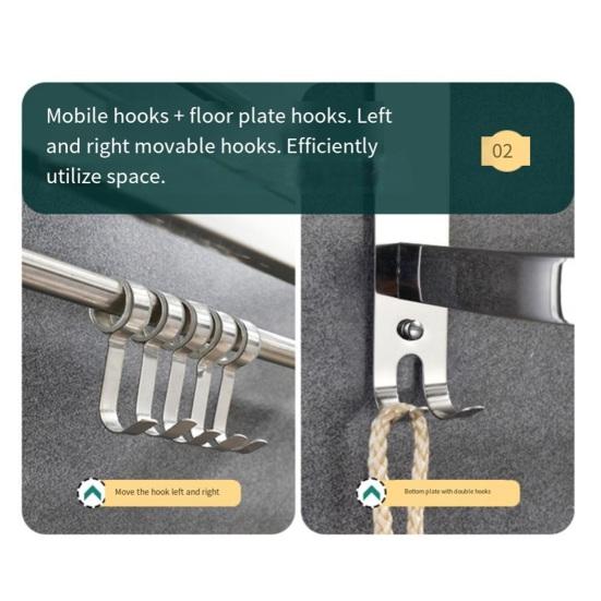 Towel Rack Foldable Towel Shelf with Movable Hooks Rustproof Wall