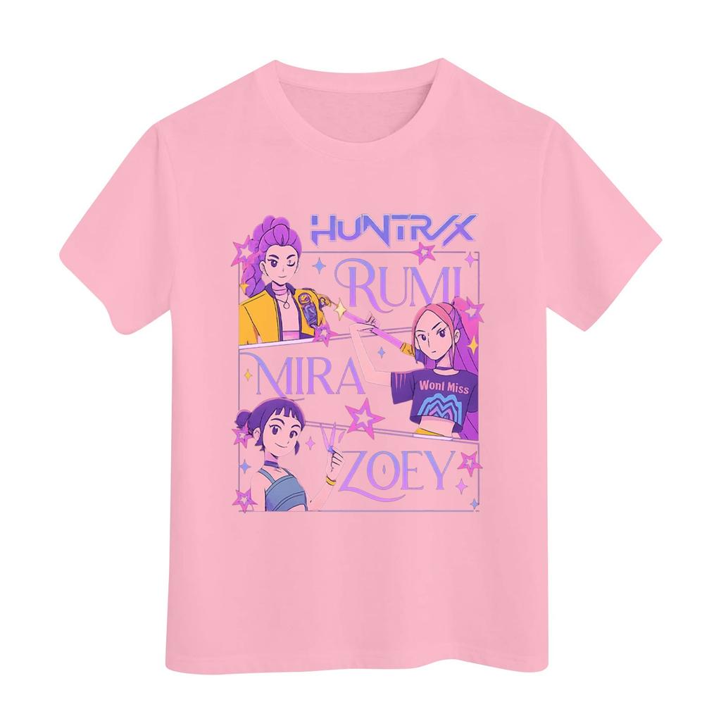Boys Girls Round Neck Casual Printed Short-sleeved T-shirt Top