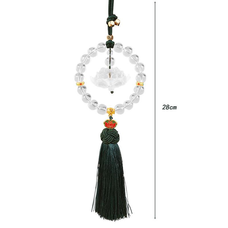 Rear View Mirror Hanging Lotus Glass Pendant Tassel Car Interior Accessories for Elegant Decor and Gift Ideas