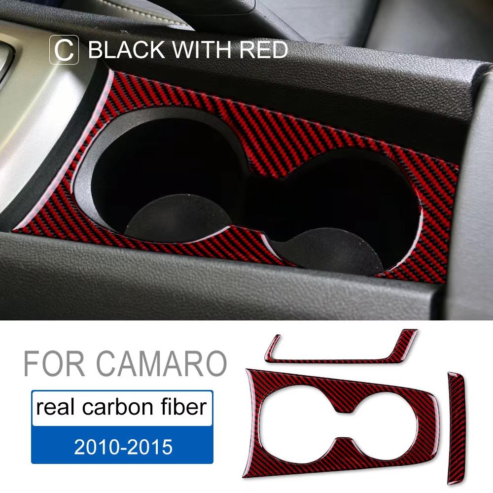 Car Water Cup Holder Sticker Accessories Interior Real Soft Carbon Fiber for Chevrolet Camaro 2010 2011 2012 2013 2014 2015