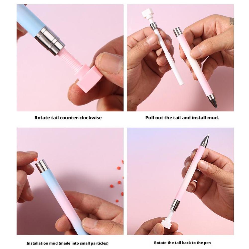 Gradient Point Drill Wax Stick with Self-Adhesive Rotating Nail Art Tool, Portable Dotting Pen for Nail Salon Use Nail Art Pen