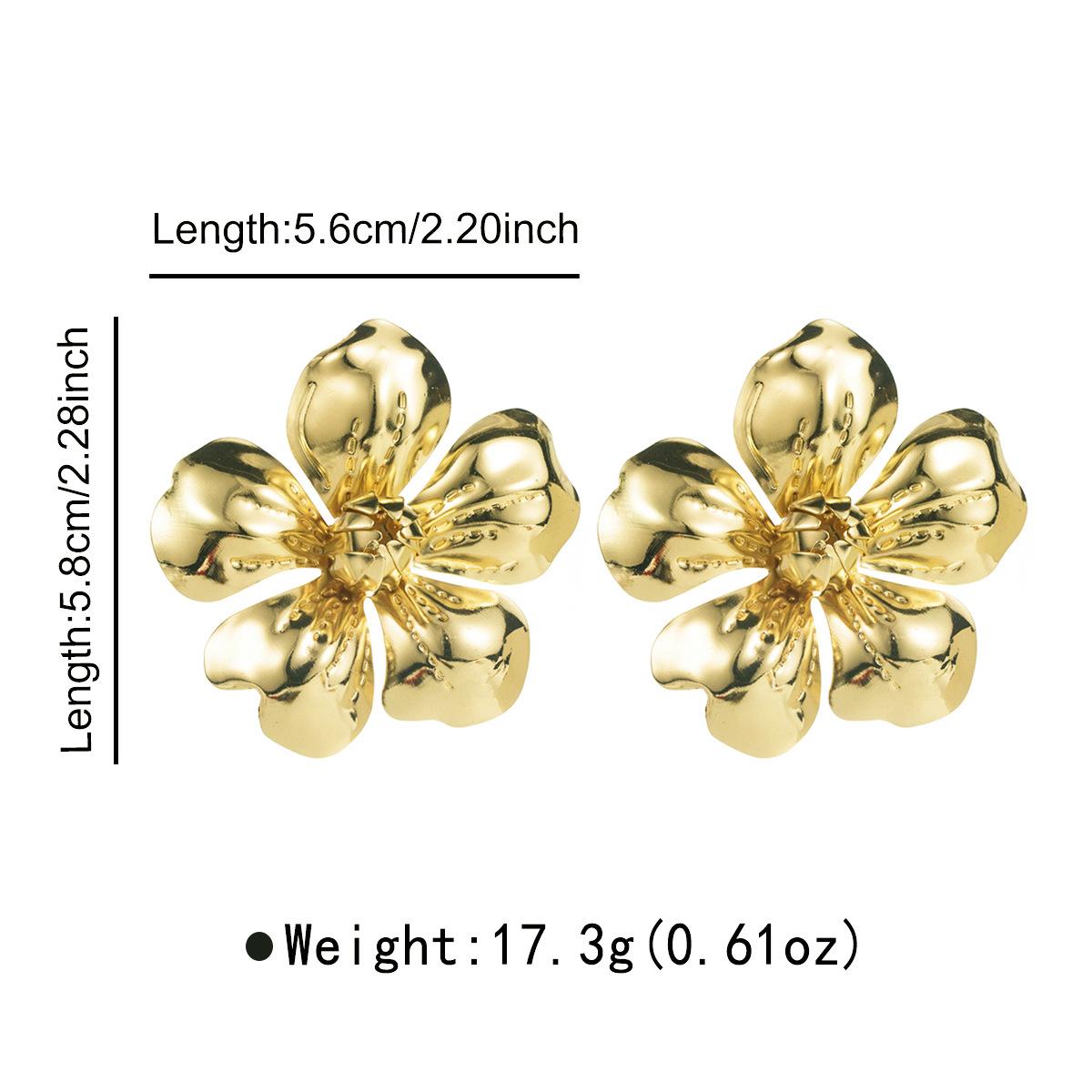 Модные преувеличенные цветочные металлические гвоздики Серьги Винтажные Роскошные Модные Высококачественные Текстурированные Женские Серьги золотой