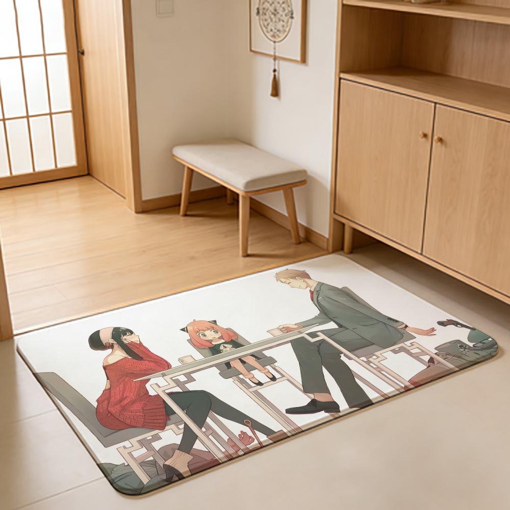 ANIME S-Spy Family Floor Mat Absorbent Floor Mat Non-Slip Entrance Rug for Bathrooms Restrooms and Toilets