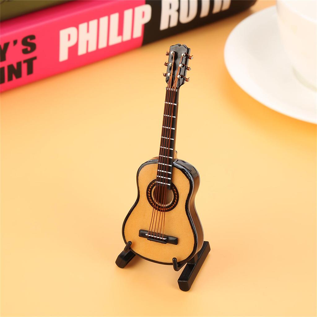 Wooden  ature Guitar Model,   Craft Decoration with Stand and Storage Box for  