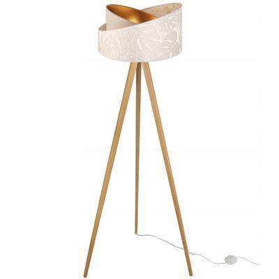 Floor Lamp Standing Tripod Wooden Lampshade Pattern