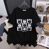 Women's Plus Size Loose Slimming Mid-Length Round Neck T-Shirt, Short-Sleeved, Fits Up to 350 Jin