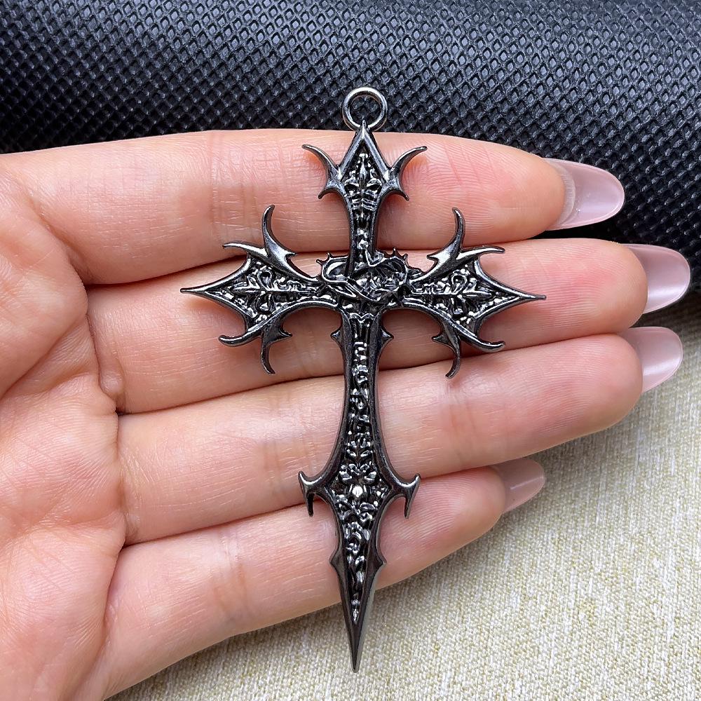 New Personalized Hip Hop Retro Gothic Cross Ethnic Floral Alloy Pendant Sweater Chain