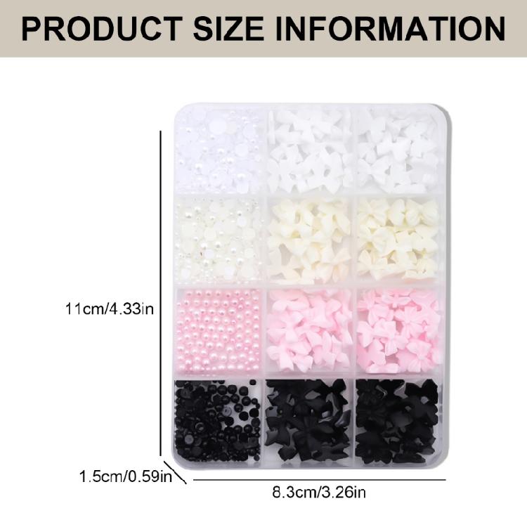 12 Grids 3D Bows Nails Art Charm Bowknot Nail Charms Nails Art Gems for Party
