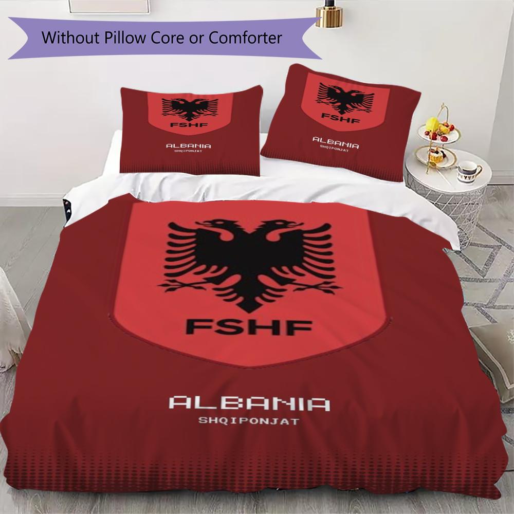 Republiken Albanien Mönster Sängkläder Täcke Täckeöverdrag Örngott Heminredning Födelsedagspresent (1 * påslakan + 2 * örngott utan kärna)