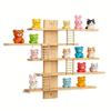 Wooden Wall Mounted Organizer For Dolls And Action Figures Natural Finish Home Decoration Display Rack