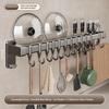 Multi-functional Wall-mounted Knife Holder with No-drill Kitchen Hooks for Easy Hanging and Organization