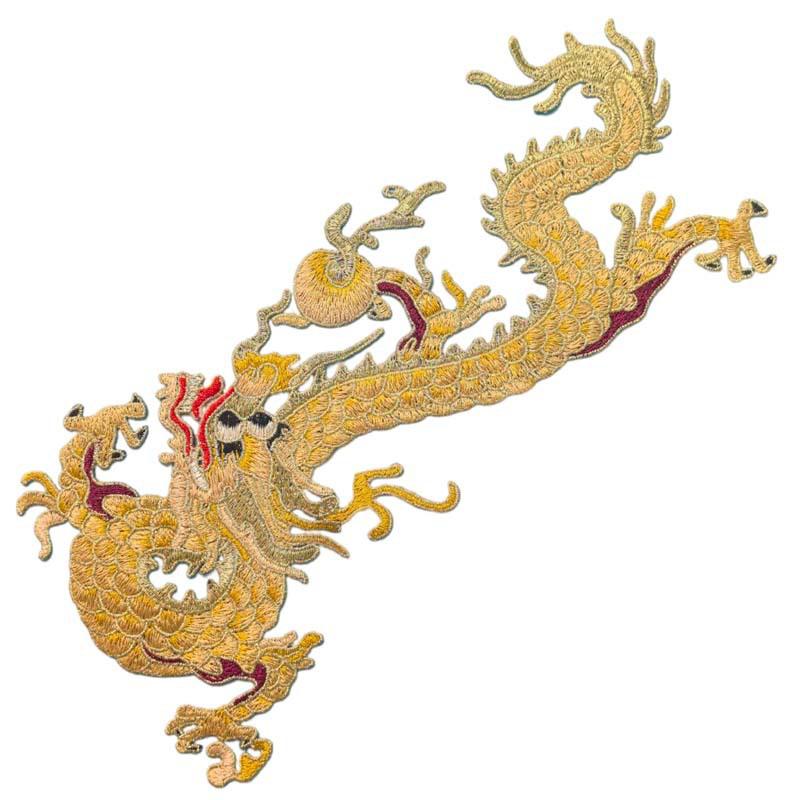 1Pc Blue Golden Chinese Style Large Dragon Sewing Embroidery Patches Clothing Applique Decoration Accessory