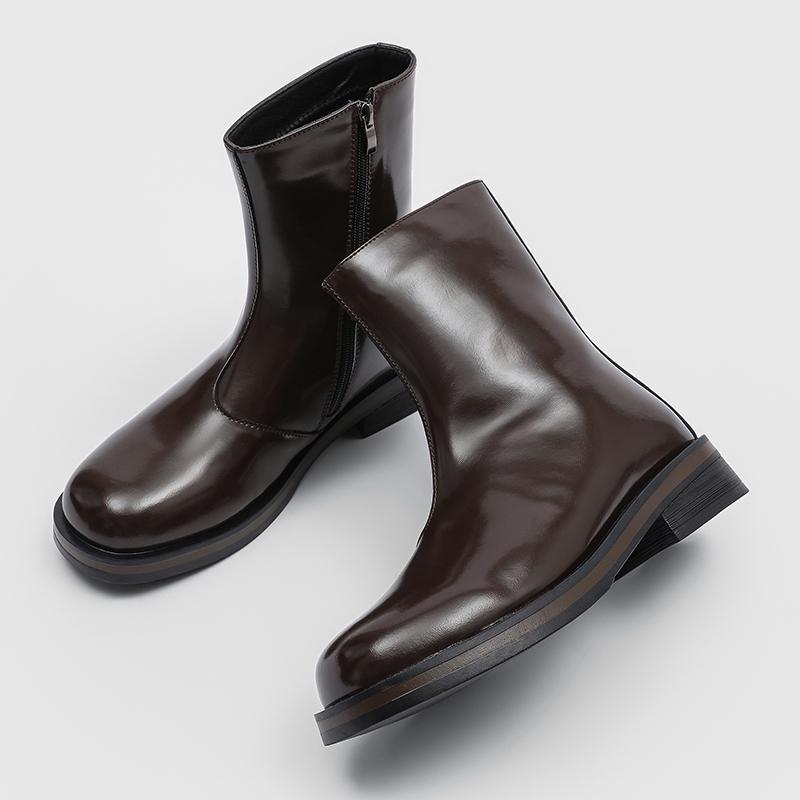 Fashion Autumn Winter Fashion High Top Business Leather Boots Luxury Brand Side Zipper Chelsea Boots High Quality Men's Motorcycle Boots