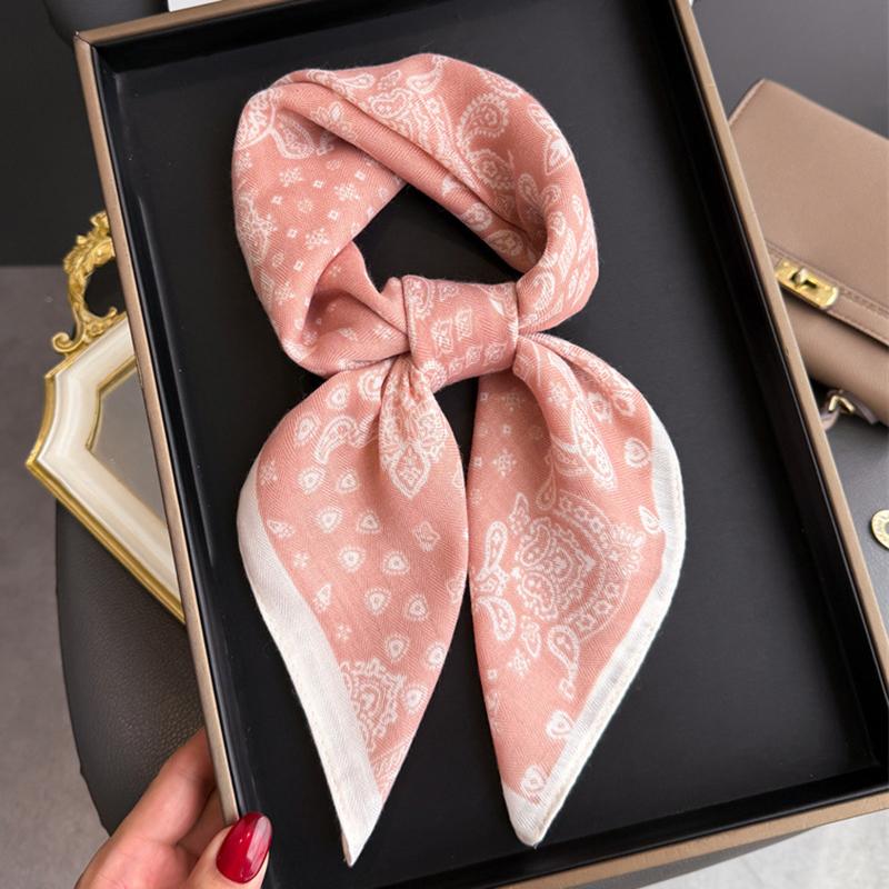 Luxury Cashew Print Female Neck Scarf Cotton Linen Feeling Women Hair Scarves Foulard Head Band Shawls Wraps Neckerchief Bandana