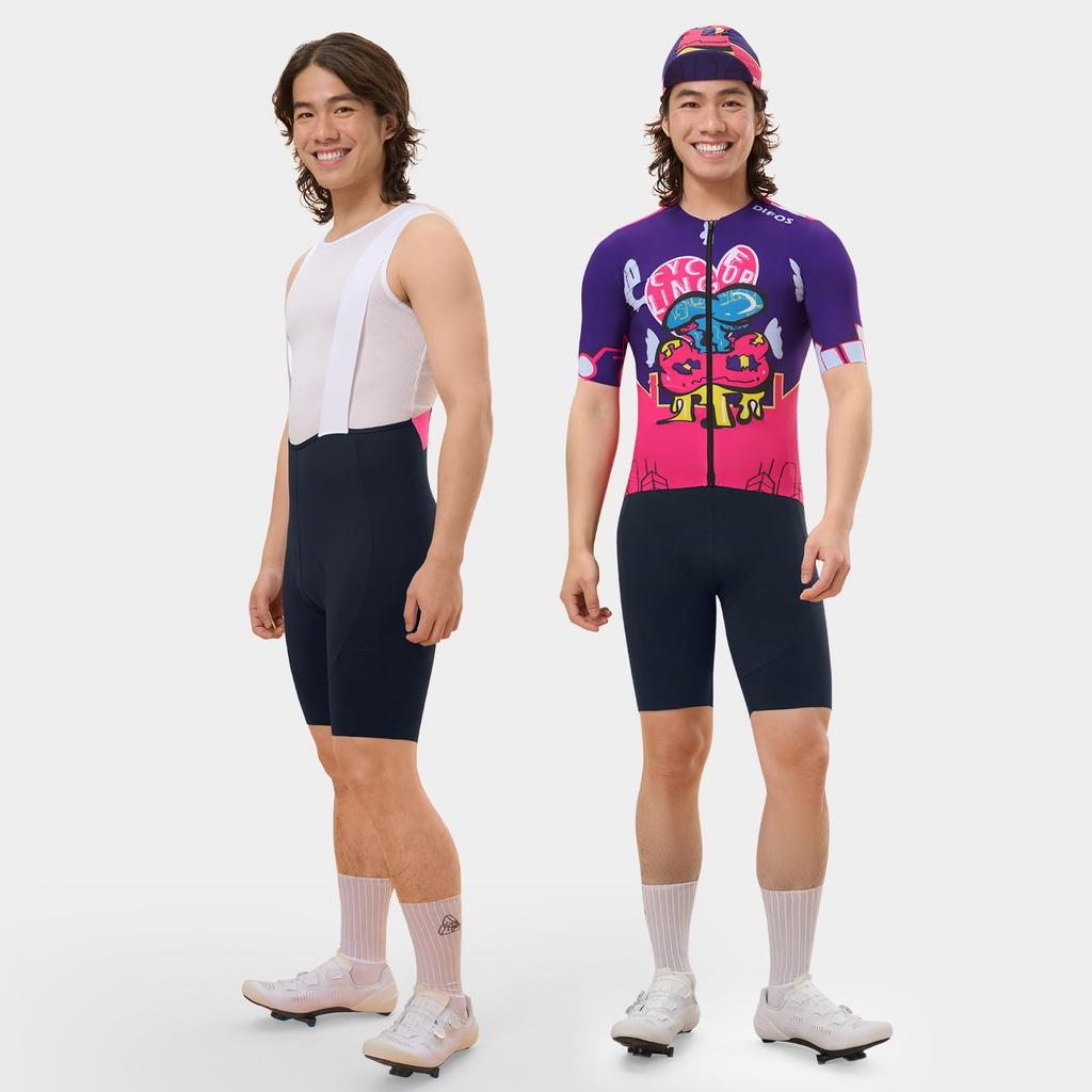 DIFOS Cycling Jersey and Bib Pants Short Road Bike 4D Reflective Professional Size L Men's Set, Sleeve, Spring/Summer Wear, Padded, Sweat-Wicking,