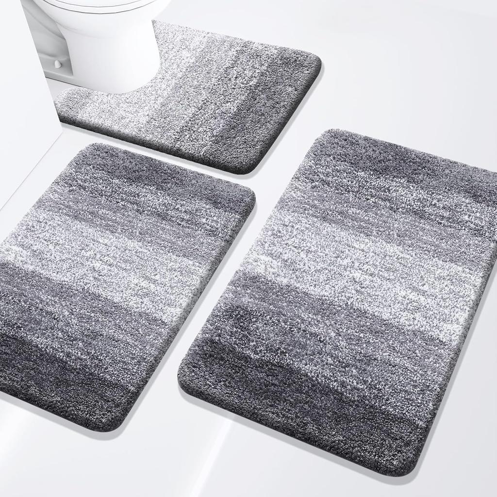 Bathroom Rugs Set 3 Piece, Extra Soft and Absorbent Bath Rugs, Machine Wash Dry Bath Mats for Bathroom, Toilet