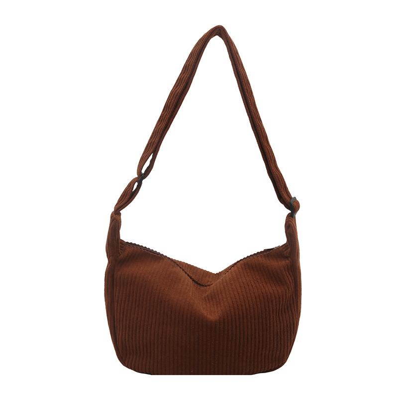 

Вельветовая ленивая сумка-мессенджер на одно плечо в японском стиле, литературная, шикарная, студенческая, повседневная, корейская версия, женская простая сумка-пельмень коричневый