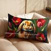 Vintage Bunny Tulip Print Cushion Cover Suitable For Sofa Bedroom Car Pillow Cover Cushion Rectangular Back Cushion