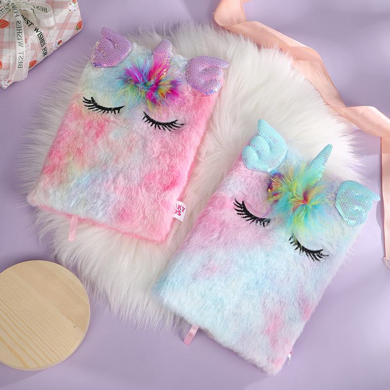 1pc Neutral Gel Pen + 1pc Plush Unicorn Handbook Plush Pen Handwriting Signature Pen Plush Ballpoint Pen Writing Smoothly Quick-Drying Student Gel Pen
